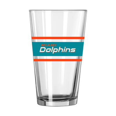 Miami Dolphins 16oz Stripe Pint Glass