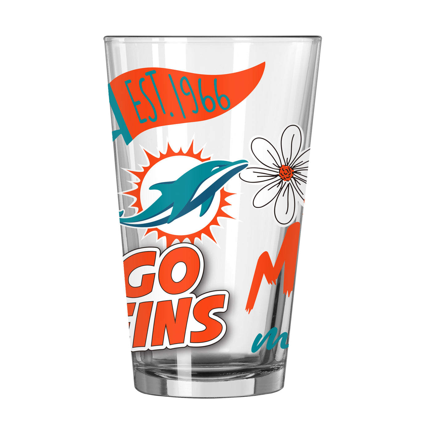 Miami Dolphins 16oz Native Pint Glass