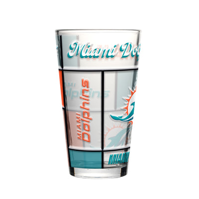 Miami Dolphins 16oz Quilted Stained Pint Glass