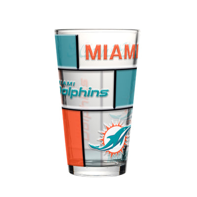 Miami Dolphins 16oz Quilted Stained Pint Glass