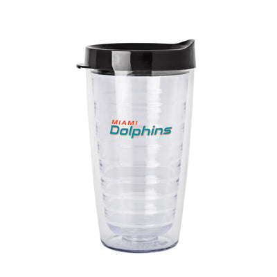 Miami Dolphins 16oz Flipside Dbl Wall Clear Tumbler