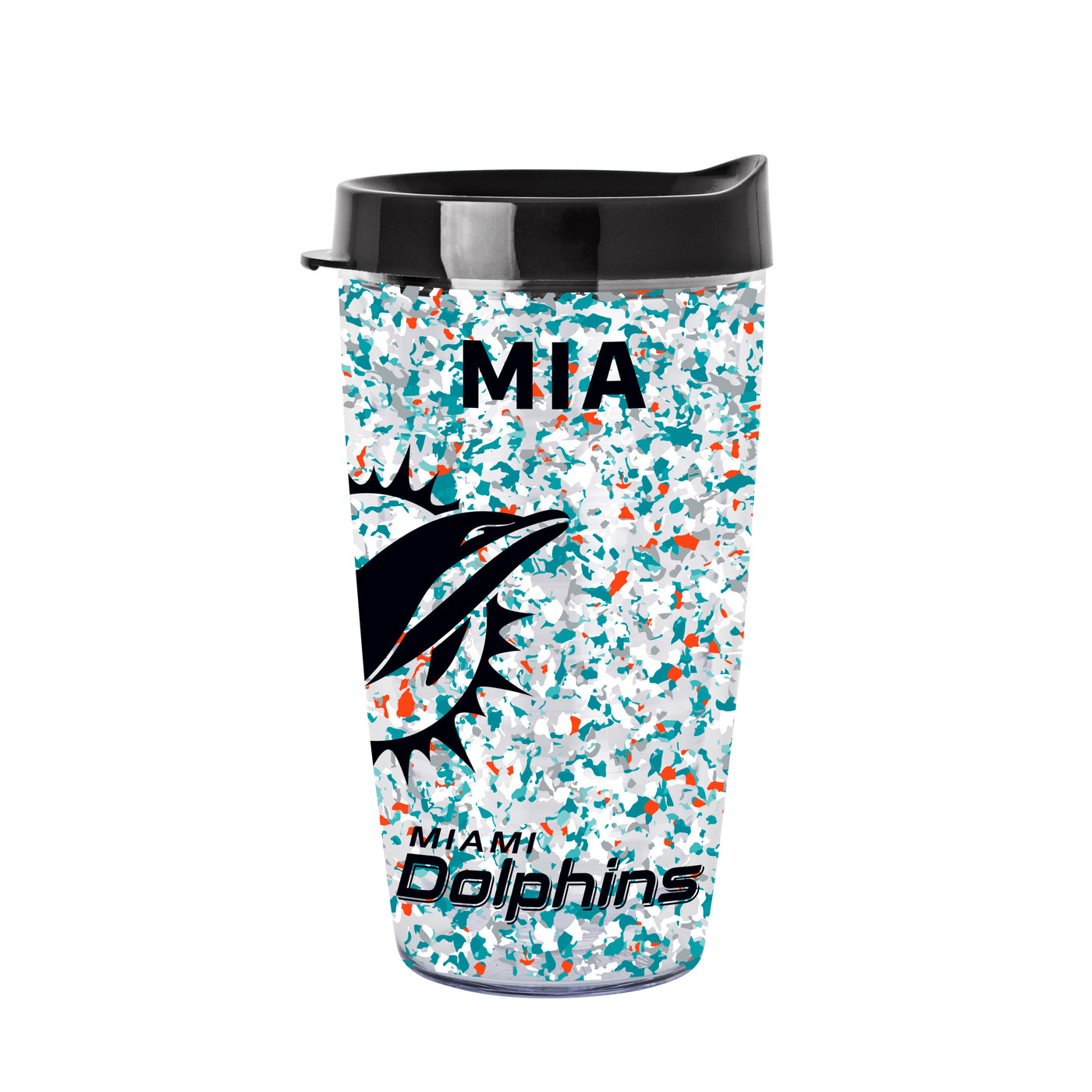 Miami Dolphins 16oz Terrazzo Dbl Wall Clear Tumbler