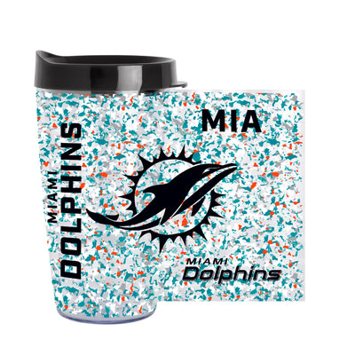 Miami Dolphins 16oz Terrazzo Dbl Wall Clear Tumbler