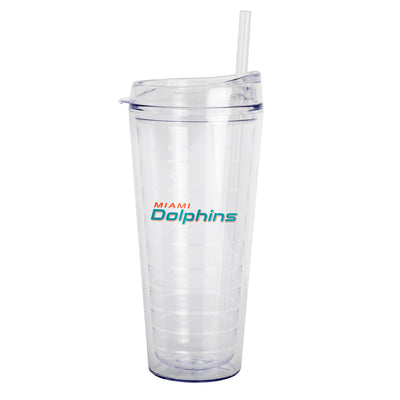 Miami Dolphins 22oz Flipside Dbl Wall Clear Tumbler