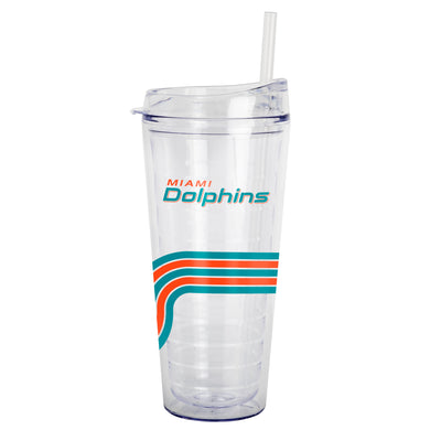 Miami Dolphins 22oz Waves Dbl Wall Clear Tumbler