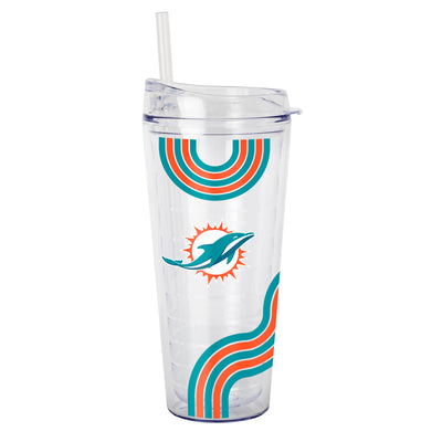 Miami Dolphins 22oz Waves Dbl Wall Clear Tumbler