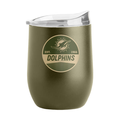 Miami Dolphins 16oz Badge Powder Coat Curved Beverage - Logo Brands