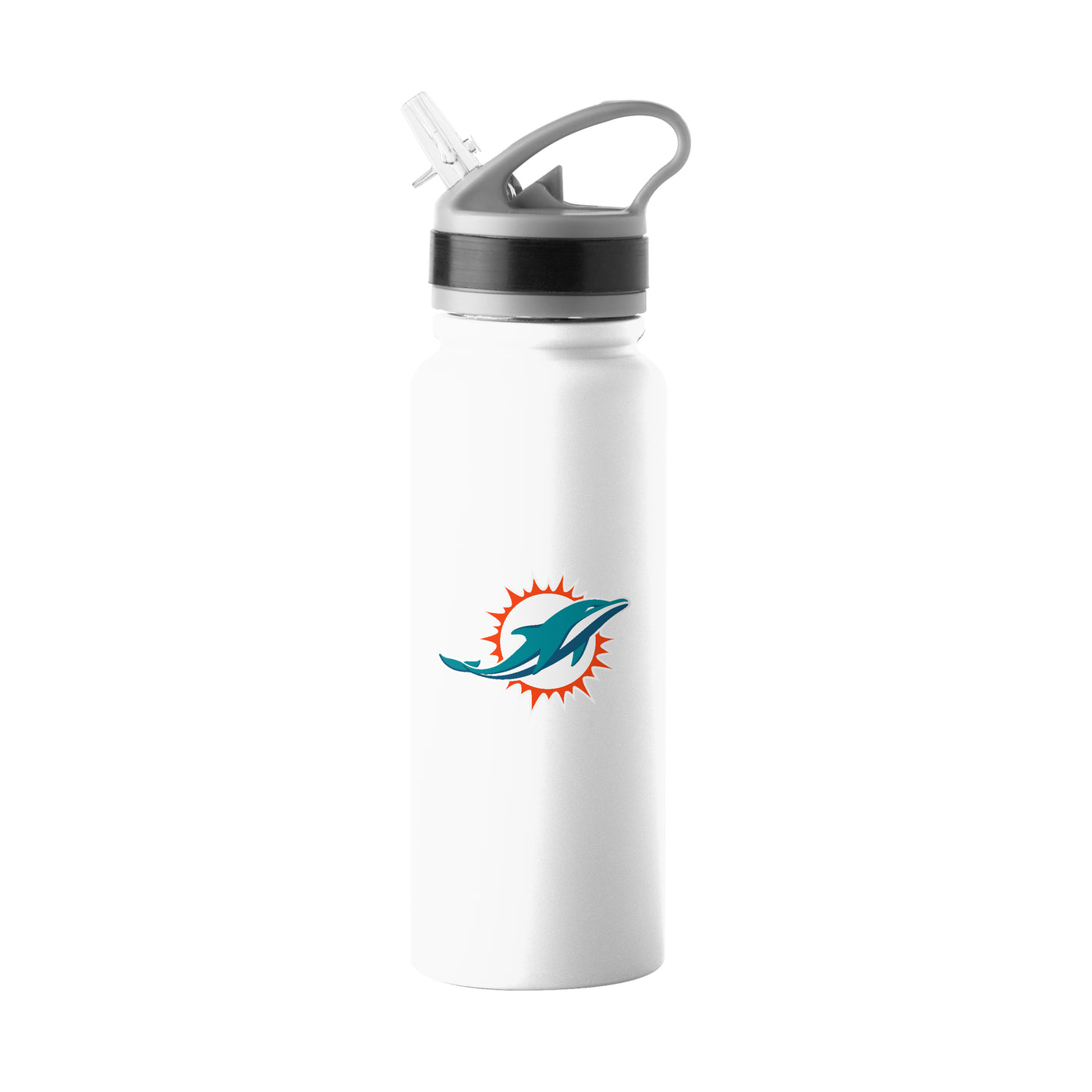 Miami Dolphins White 25oz Logo Stainless Fliptop Bottle