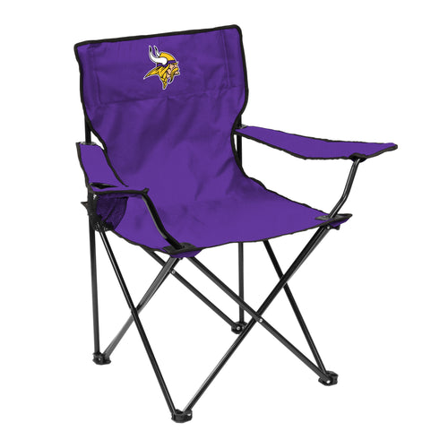 Minnesota Vikings Quad Chair by Logo Brands, foldable sports furniture with team logo and armrests, ideal for outdoor games and events.