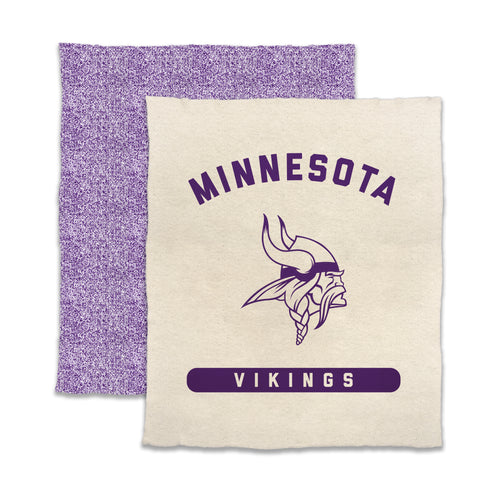 Minnesota Vikings Luxe Prime Dreams throw blanket by Logo Brands with team logo and vibrant Vikings colors, cozy and soft fabric.