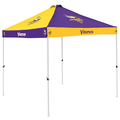 Minnesota Vikings checkerboard canopy shelter by Logo Brands, featuring team colors and branding for outdoor game-day use.