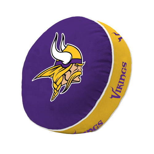 Minnesota Vikings puff pillow featuring team logo and vibrant colors, perfect for NFL fans and sports-themed decor.