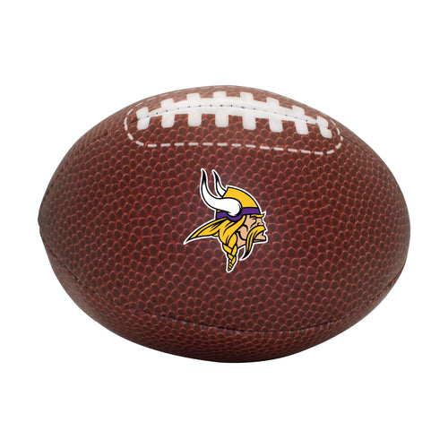 Minnesota Vikings micro soft football recreation toy by Logo Brands, featuring team logo and colorful design.
