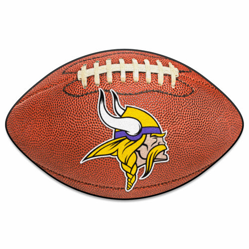 NFL Minnesota Vikings football mat by Logo Brands with Vikings logo and team colors, ideal for game room or tailgate display.