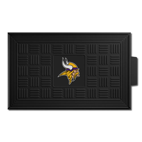NFL Minnesota Vikings medallion door mat featuring team logo and vibrant design, ideal for Vikings fans' entryways.
