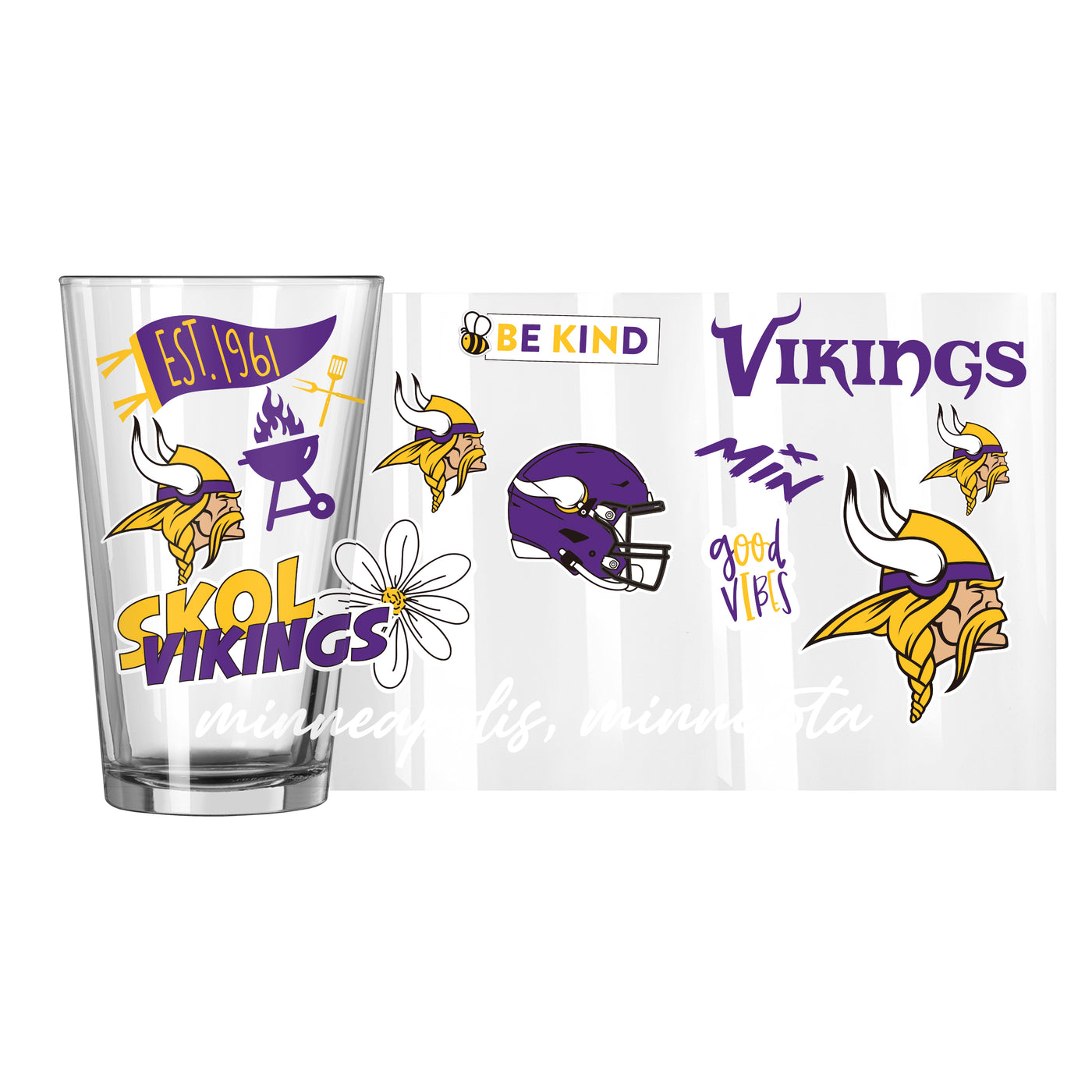 Minnesota Vikings 16oz Native Pint Glass