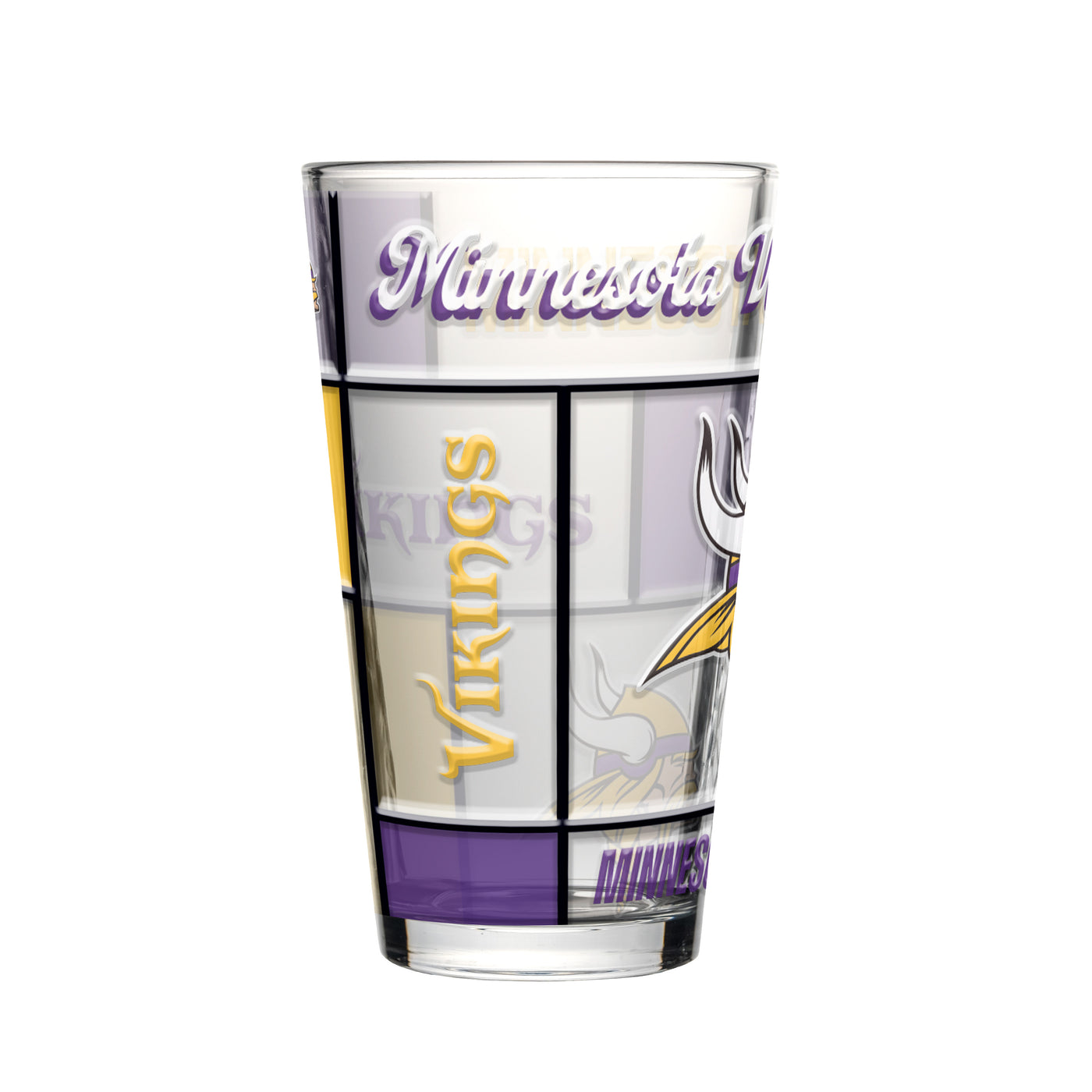 Minnesota Vikings 16oz Quilted Stained Pint Glass