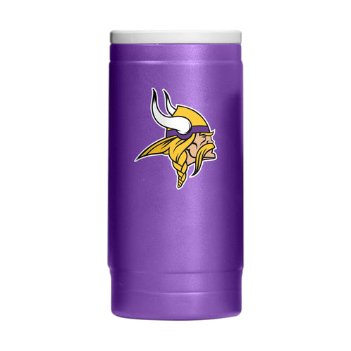 Minnesota Vikings Flipside powder coat slim can coolie with team logo and vibrant blue and purple colors, designed for beverage cans.