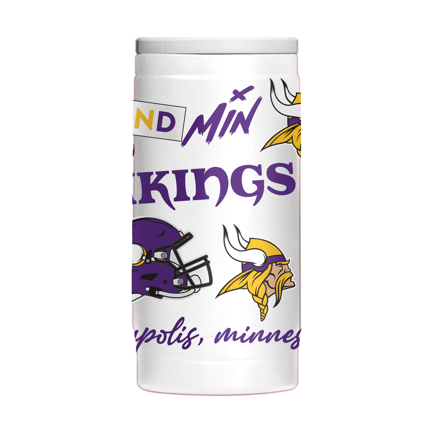 Minnesota Vikings 12oz Native Powdercoat SlimCan Coolie