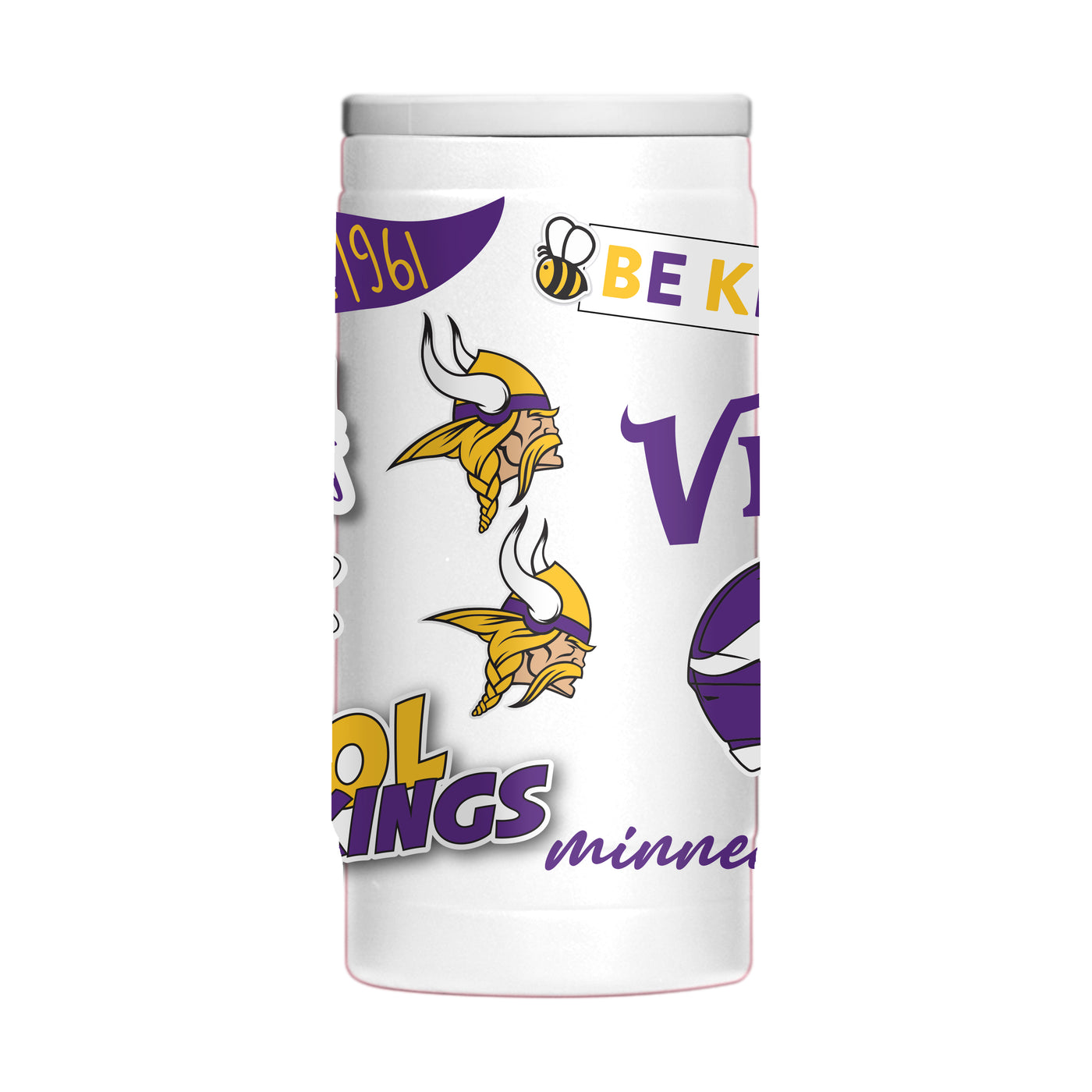 Minnesota Vikings 12oz Native Powdercoat SlimCan Coolie