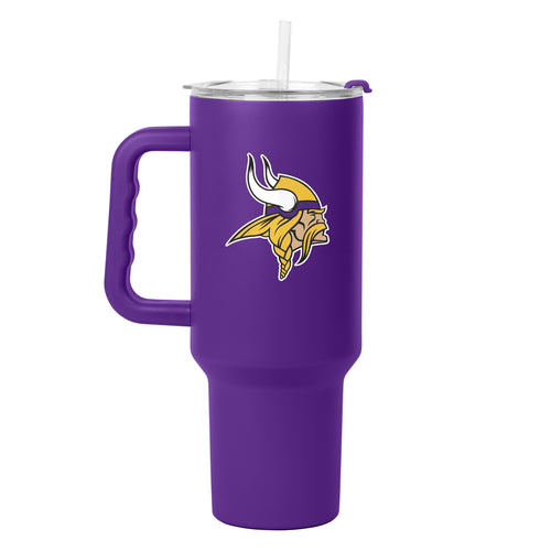 Minnesota Vikings 40oz Flipside powder coat tumbler featuring team logo, durable drinkware for fans, with a flip lid.