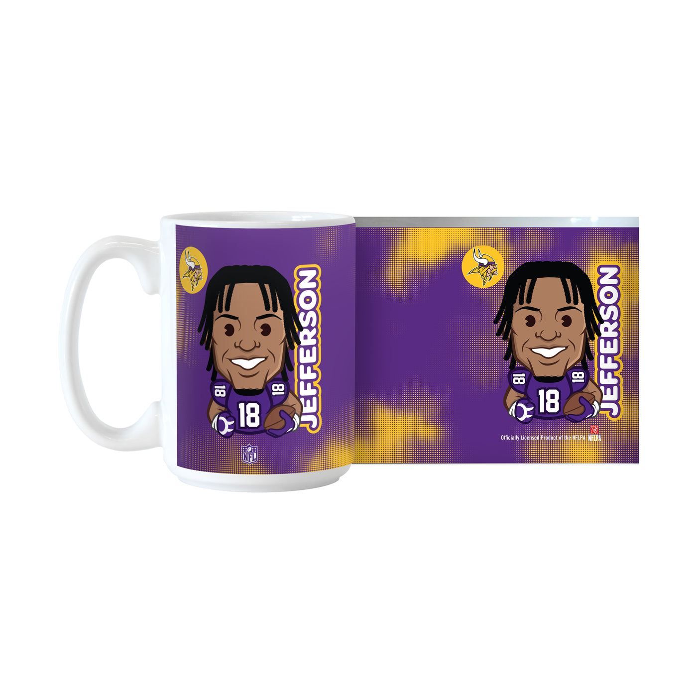 Minnesota Vikings Justin Jefferson Caricature 15oz Sublimated Mug