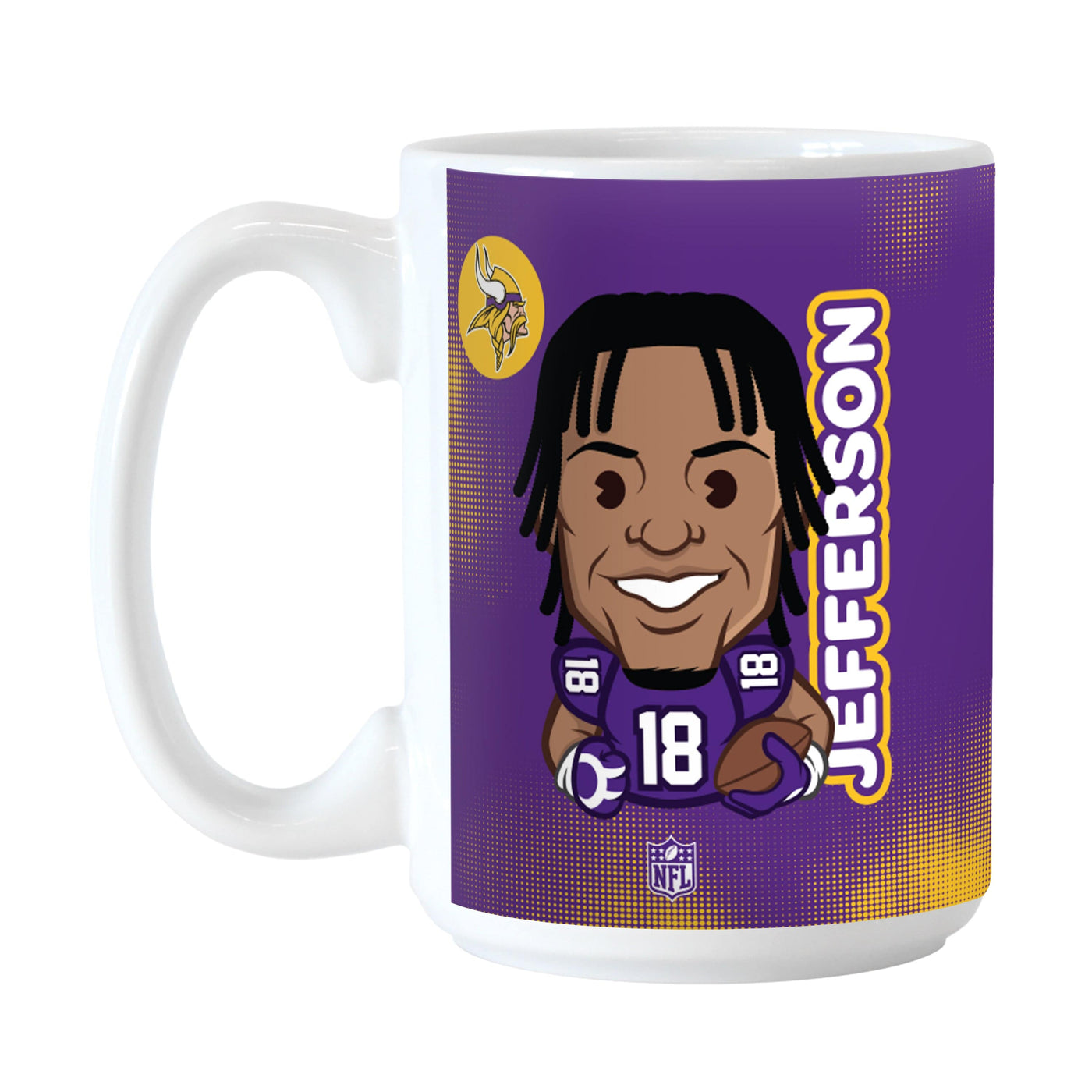 Minnesota Vikings Justin Jefferson Caricature 15oz Sublimated Mug