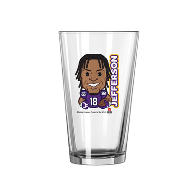 Minnesota Vikings Justin Jefferson Caricature 16oz Pint Glass - Logo Brands