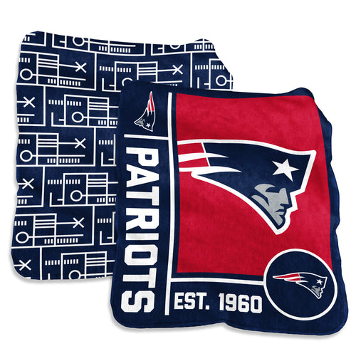 New England Patriots 60x70 super plush blanket by Logo Brands, featuring team logo and cozy, soft fabric for fans.