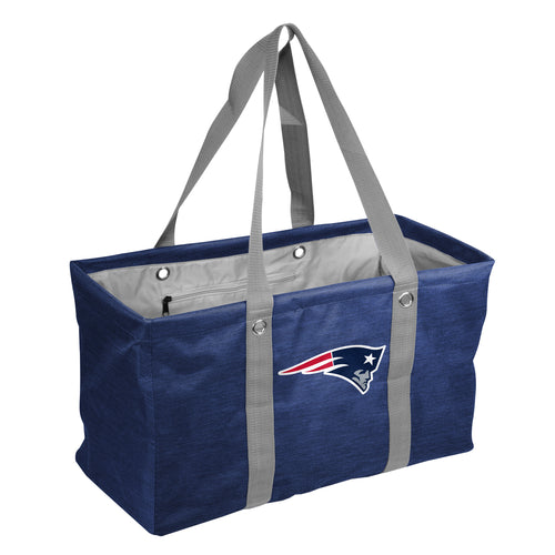 New England Patriots crosshatch picnic caddy bag by Logo Brands, featuring team logo and multiple compartments for outdoor essentials.