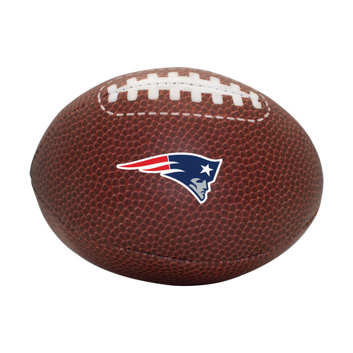New England Patriots Micro Soft Football by Logo Brands for recreation, featuring team logo and soft, lightweight design.
