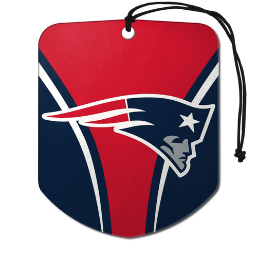 NFL New England Patriots auto air freshener 2-pack featuring team logo and branding, designed for vehicle freshness and team spirit.