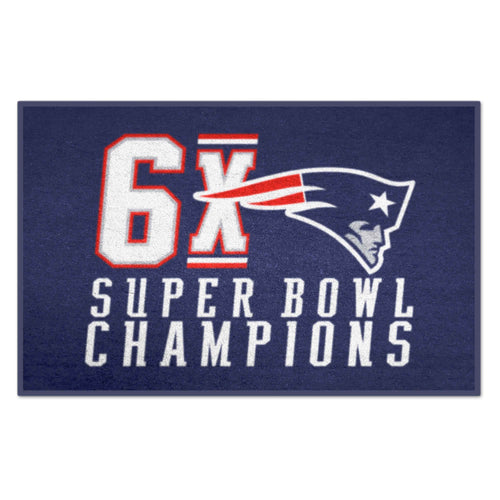 New England Patriots Dynasty starter mat by Logo Brands, navy and red NFL team-themed floor mat featuring Patriots logo.