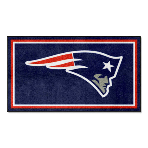 NFL New England Patriots 3x5 area rug by Logo Brands with team logo and colors, perfect for sports room or fan space.