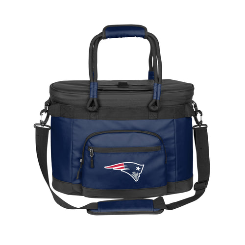 New England Patriots 35 Can Flex Cooler by Logo Brands with team logo and adjustable strap for easy carrying.