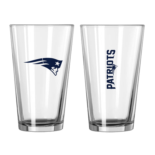 New England Patriots 16oz Gameday Pint Glass, Logo Brands drinkware with team logo and vibrant Patriots design.