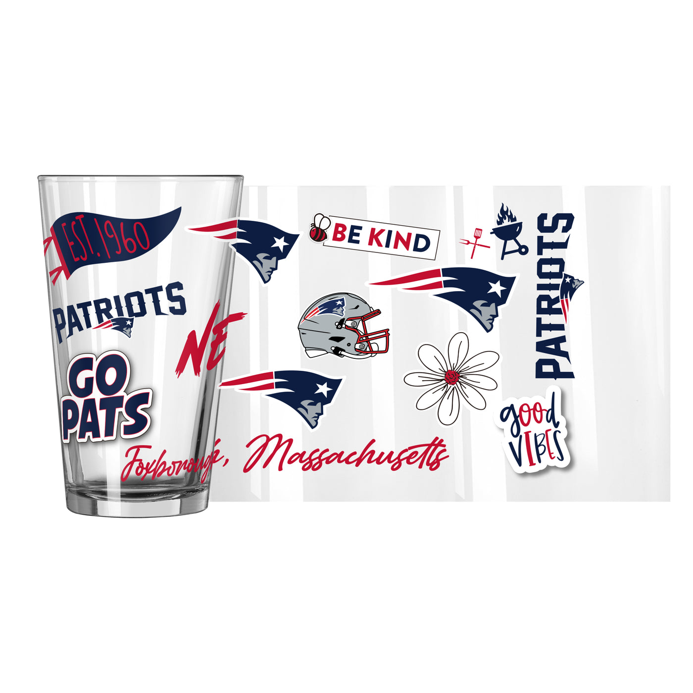 New England Patriots 16oz Native Pint Glass
