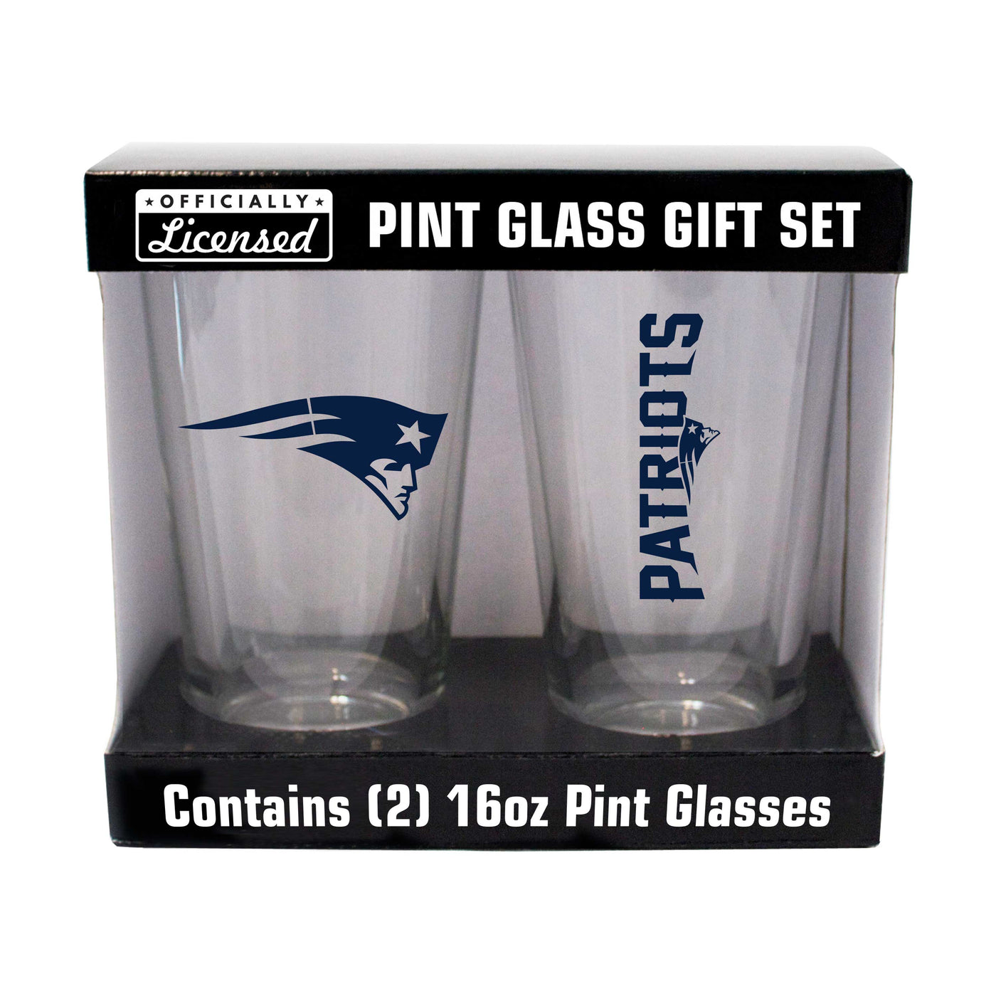 New England Patriots 16oz Gameday Pint Glass 2 Pack