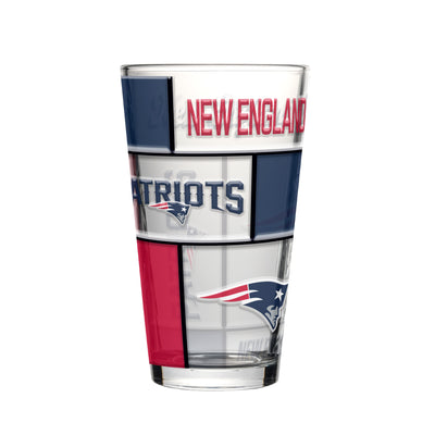 New England Patriots 16oz Quilted Stained Pint Glass