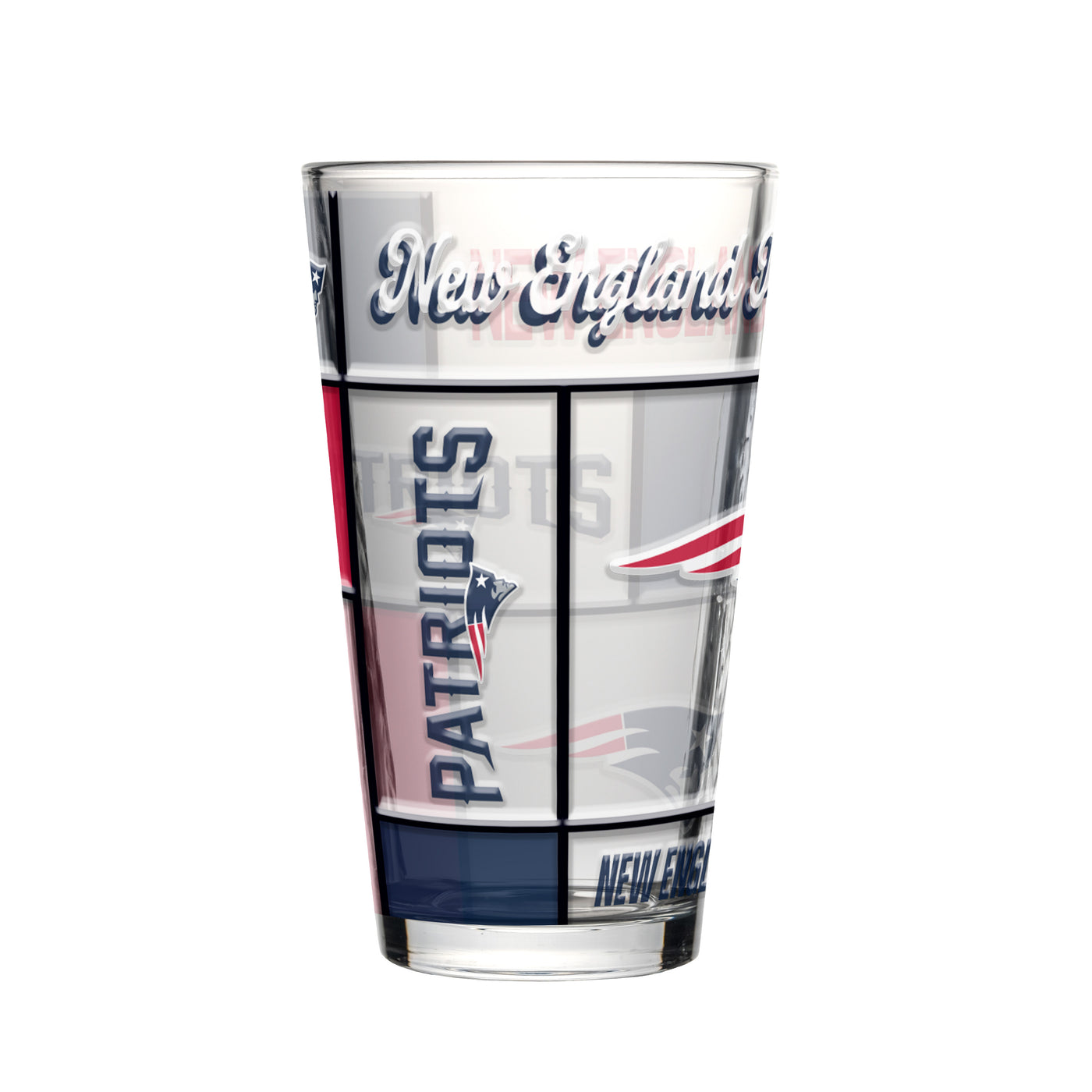 New England Patriots 16oz Quilted Stained Pint Glass