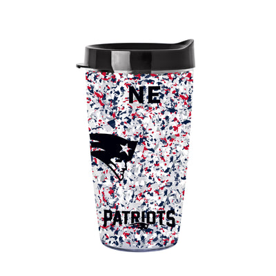 New England Patriots 16oz Terrazzo Dbl Wall Clear Tumbler