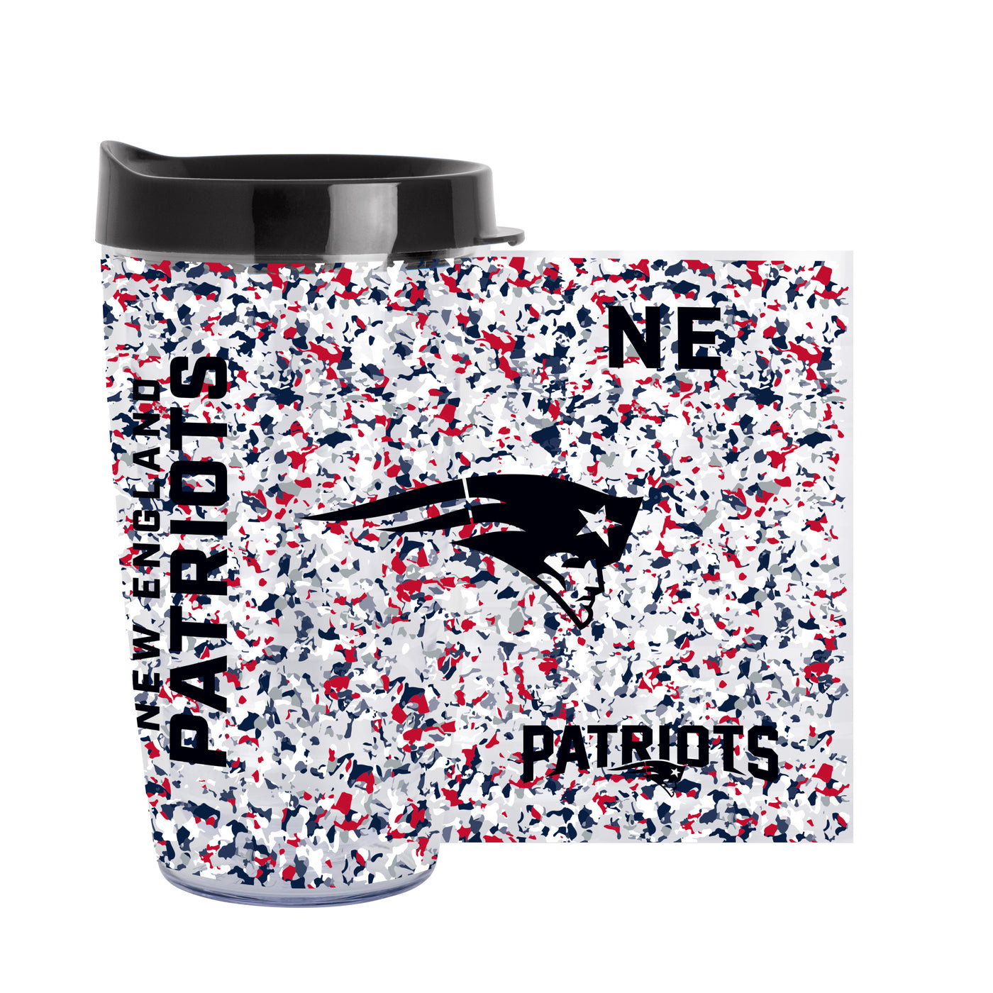 New England Patriots 16oz Terrazzo Dbl Wall Clear Tumbler