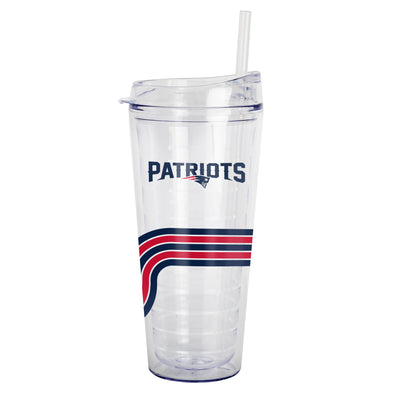 New England Patriots 22oz Waves Dbl Wall Clear Tumbler