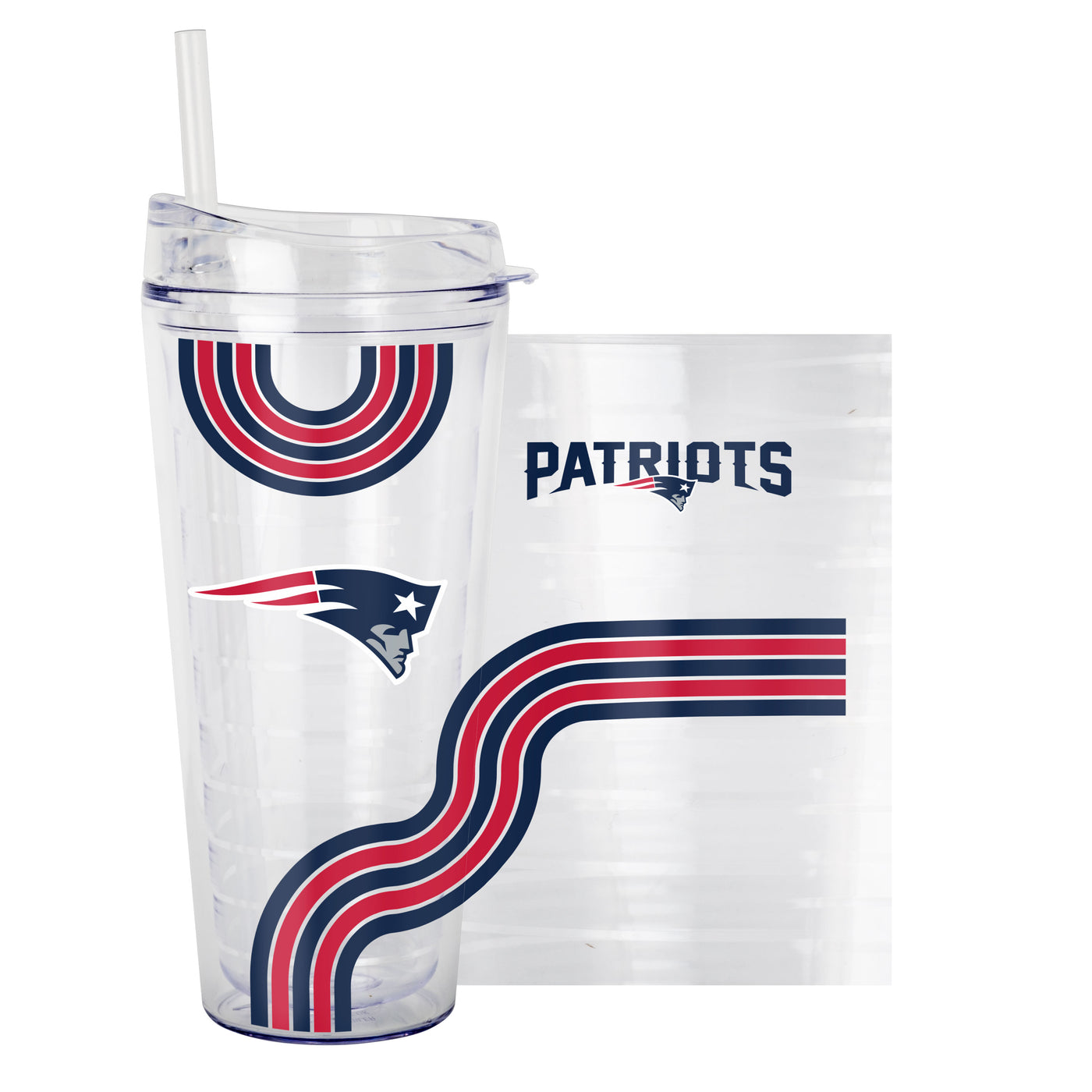 New England Patriots 22oz Waves Dbl Wall Clear Tumbler