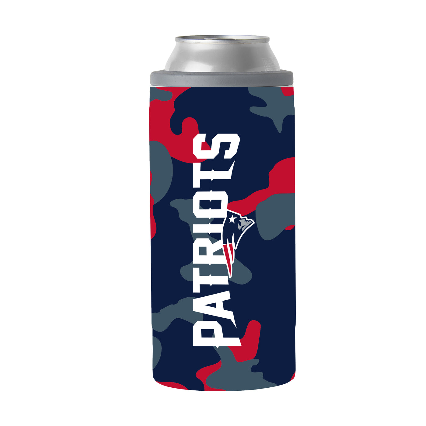 New England Patriots Camo Swagger 12oz Slim Can Coolie