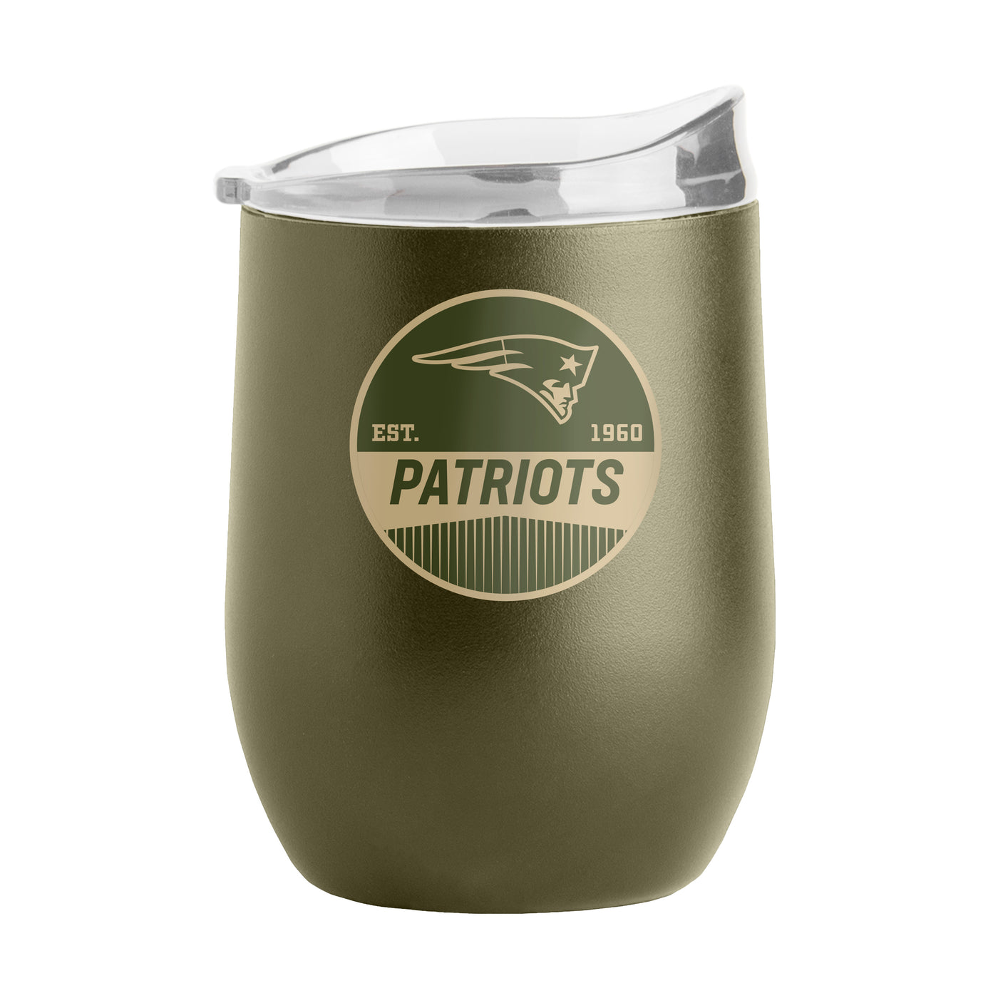 New England Patriots 16oz Badge Powder Coat Curved Beverage