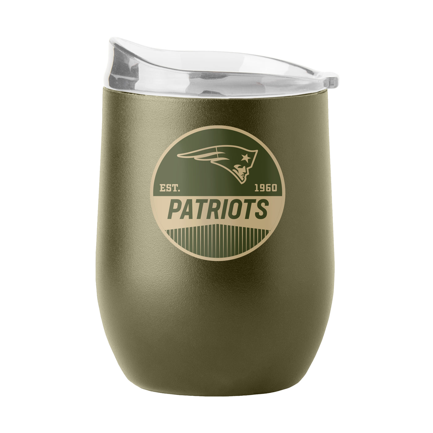 New England Patriots 16oz Badge Powder Coat Curved Beverage