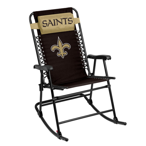 New Orleans Saints bungee rocker chair from Logo Brands, featuring team logo and comfortable, cushioned seating for fans.
