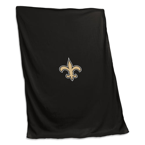 New Orleans Saints sweatshirt blanket by Logo Brands, soft fabric with team logo and Saints colors, perfect for cozying up.