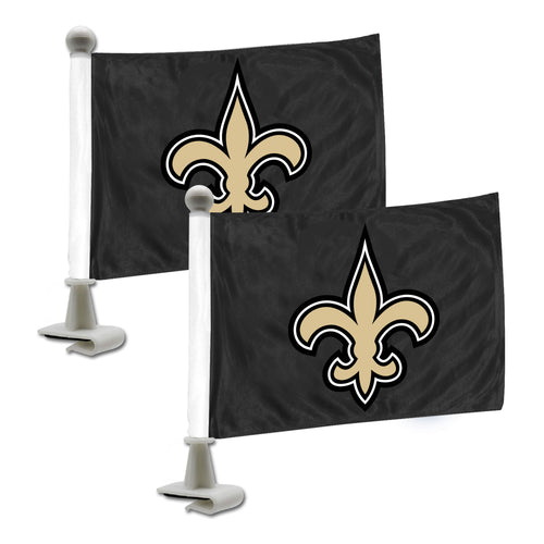 New Orleans Saints auto flag featuring NFL logo and team colors, designed for car windows or vehicle display.